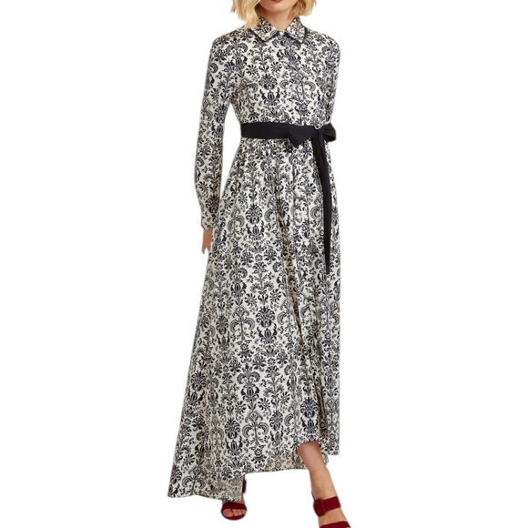 Trish Scully Navy Damask Constance Maxi Dress NWT - Picture 1 of 14